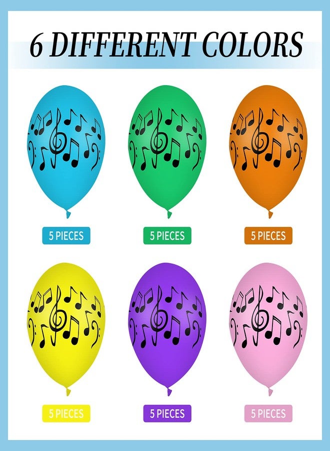Lecpeting 30 Pcs Music Notes Balloons Colorful Music Birthday Party Decoration Balloons 12 Inches Latex Balloon for Musical Theme Birthday Party Decor Supplies - Image 3